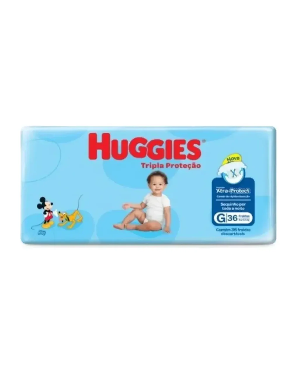 Embalagem de Huggies Tripla Proteção G com 36 fraldas, foto da marca